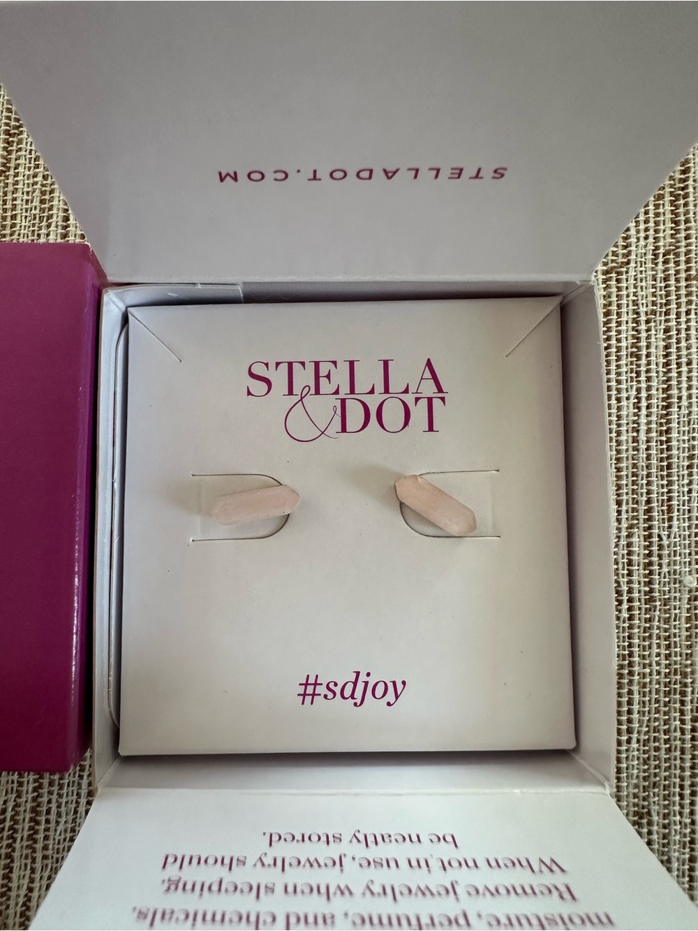 Stella & Dot Blush rose quartz rebel studs